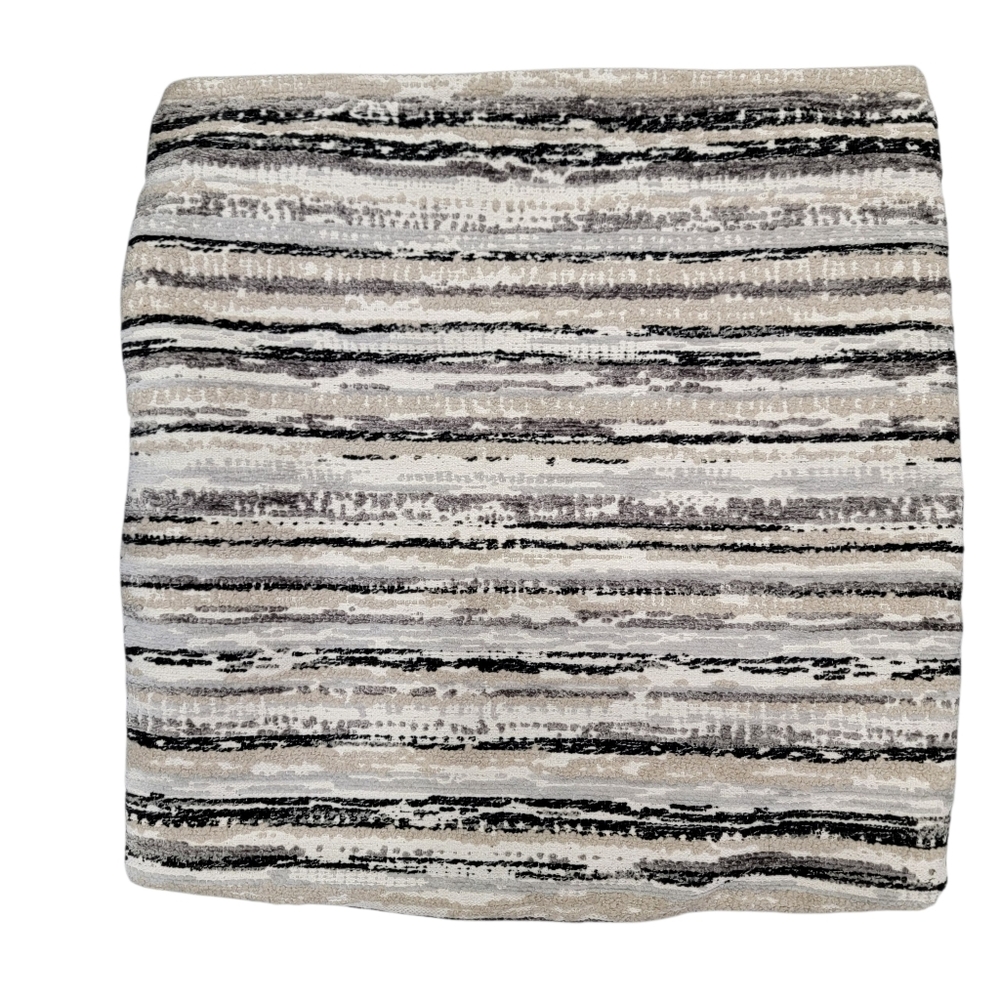 Modern Textured Striped Throw Pillow Covers Set of 2 Black Gray Cream 19”x19” - Picture 4 of 16